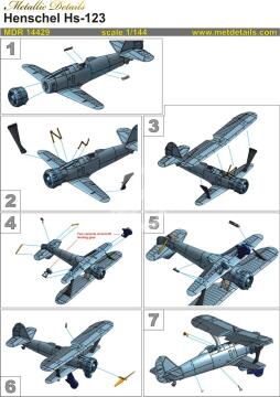 Henschel Hs 123 Metallic Details  MDR14429 skala 1/144