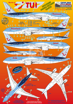 Kalkomania i blaszka do Boeing 787 Dreamliner, TUI group, Skyline SKY144-70 skala 1/144