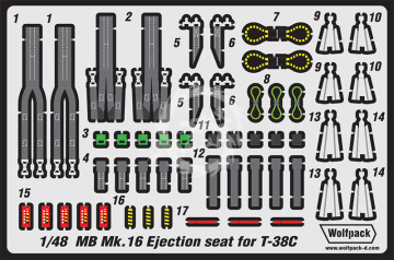 Zestaw dodatków Martin Baker Mk.16 (US16T) Ejection seat set (for 1/48 T-38C Talon), Wolfpack WP48222 skala 1/48