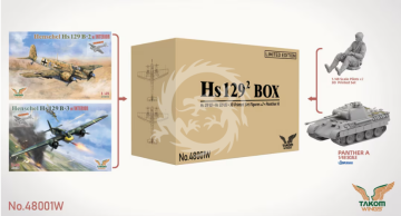 PRZEDSPRZEDAZ - Hs129² Box Hs 129 B2 + Hs 129 B3 + 3d Printed Set Figures x2 + Panther A  - Takom 48001W skala 1/48