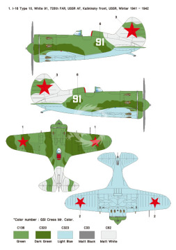 Zestaw kalkomanii Polikarpov I-16 Type 10 Part.1 - VVS, Wolfpack WD32007 skala 1/32