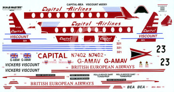 Model plastikowy Vickers Viscount Capital Airlines Glencoe Models 05501 skala 1/96