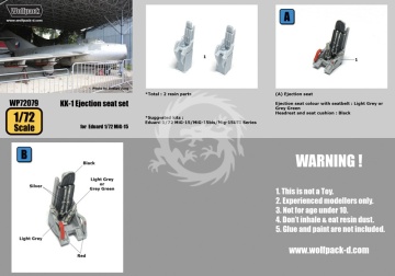 KK-1 Ejection Seat Set for Mig-15 (2pcs) For Eduard, Platz, Academy, Ciro - Wolfpack WP72079 skala 1/72