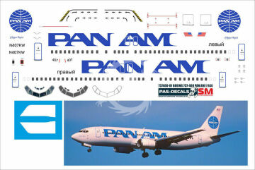Boeing 737-400 Pan Am N407KW KALKOMANIA PAS-DECALS SKALA 1/144