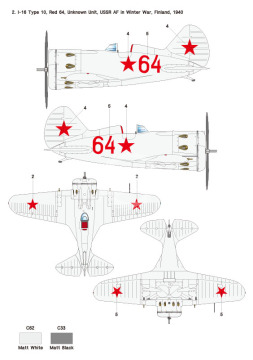 Zestaw kalkomanii Polikarpov I-16 Type 10 Part.1 - VVS, Wolfpack WD32007 skala 1/32