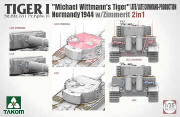 PREORDER - TIGER I BIG BOX 2 kits & 1:16 M. Wittmann figure Takom 2201W skala 1/35