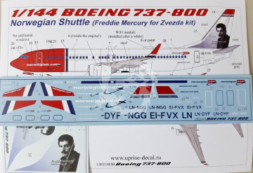 Boeing 737-800 Norwegian Shuttle, EL-FVX (Freddie Mercury) Uprise URS1443b (for Zvezda) skala 1/144