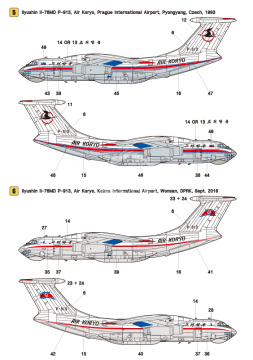 Zestaw kalkomaniiIlyushin Il-76 Part.2 - North Korean Air Koryo Il-76MD (for Zvezda 1/144), Wolfpack WD14403 skala 1/144