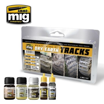Weathering Set for DRY EARTH TRACKS - A.MIG-7437 - 2x 17ml, 3x 35ml