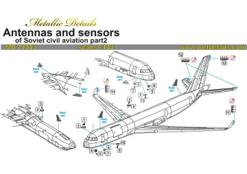Antennas and sensors of Soviet civil aviation part 2 - Metallic Details MD14443 skala 1/144