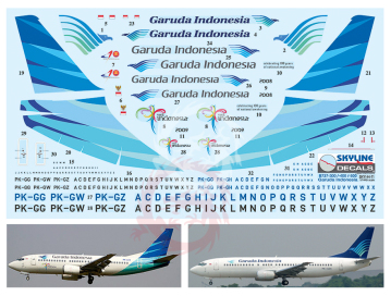 Kalkomania do Boeing 737, Garuda Indonesia, Skyline SKY144-71 skala 1/144