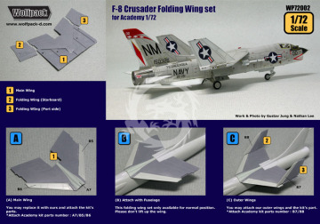 Zestaw dodatków F-8 Crusader Folding Wing set (for Academy 1/72), Wolfpack WP72002 skala 1/72