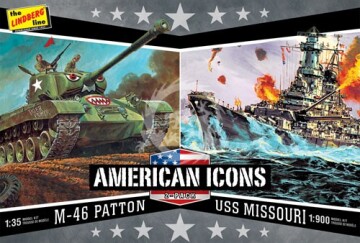 WWII Adversaries (M-46 Patton Tank & U.S.S. Missouri) 2 szt. - Lindberg 434 skala 1:35 i 1:900