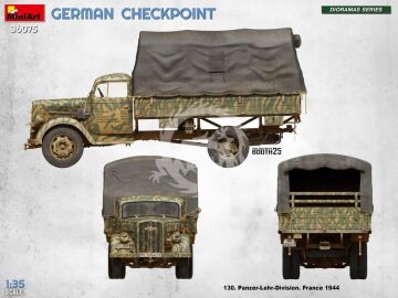 German Checkpoint. 3t Cargo Truck 3,6-36S & Kfz.1 Type 170VK w/ Feldgendarmerie - MiniArt 36075 skala 1:35