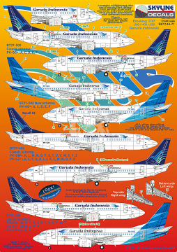 Kalkomania do Boeing 737, Garuda Indonesia, Skyline SKY144-71 skala 1/144