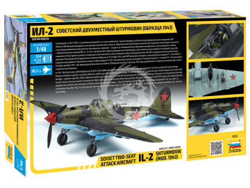 IŁ-2 IŁ-2M IL-2 Shturmovik (mod.1943) soviet two-seat attack aircraft Zvezda 4826 skala 1/48