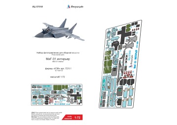 Blaszka fototrawiona do MiG-31 (elementy kokpitu) Microdesign MD 072040 skala 1/72