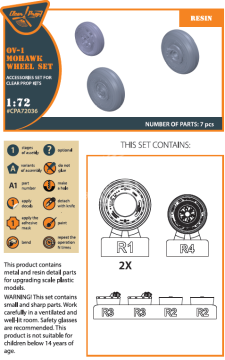 Zestaw dodatków OV-1 Mohawk Wheel set Accessories set for Clear Prop kits Clear Prop! CPA72036 skala 1/72