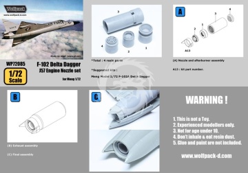 F-102 Delta Dagger - J57 Engine Nozzle Set for Meng Model - Wolfpack WP72085 skala 1/72