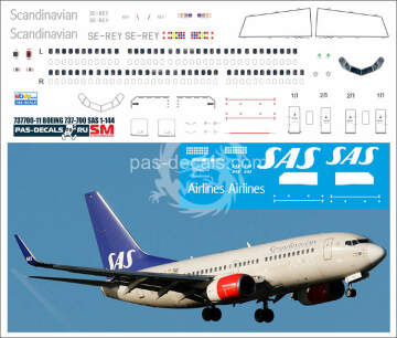 Boeing 737-700 Scandinavian SE-REY decal Pas-decals 1/144
