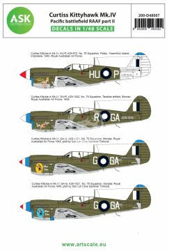 Zestaw kalkomanii Curtiss Kittyhawk Mk.IV Pacific battlefield RAAF part II Art Scale 200-D48007 1/48