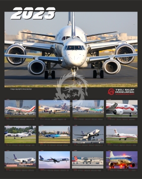 Kalendarz 2023 samoloty pasażerskie LOT i rządowe.