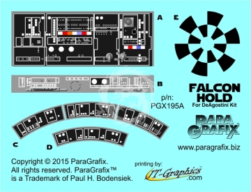 PGX195A Millennium Falcon 1/43 DeAgostini Hold Decals (duplicate) Paragrafix