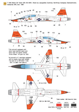 Zestaw kalkomanii T-38A Talon USAF 1960 ~ 80 Era, Wolfpack WD48003 skala 1/48