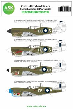 Zestaw kalkomanii Curtiss Kittyhawk Mk.IV Pacific battlefield RAAF part III Art Scale 200-D48008 1/48