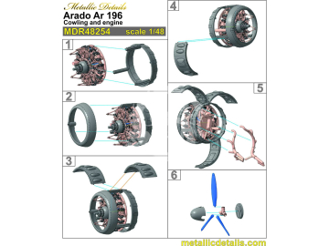 Arado Ar 196. Cowling and engine Italeri - Metallic Details MDR48254 skala 1/48