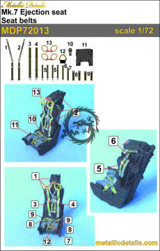 Mk.7 Ejection seat seat belts - Metallic Details MDP72013 skala 1/72