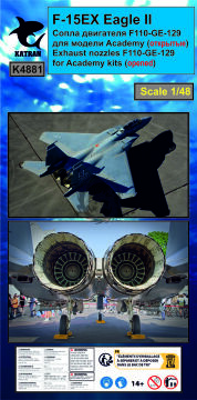  F-15EX Eagle II Exhaust Nozzles engine F-110-GE-129 (opened) for Academy - Katran K4881 skala 1/48