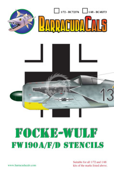Zestaw kalkomanii Fw-190A,F D Airframe stencils BarracudaCals BC48373 skala 1/48