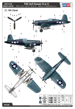 PREORDER- F4U-1A/2 Corsair (2 in 1) Hobby Boss 81788 skala 1/48 