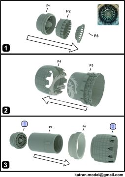  F-15EX Eagle II Exhaust Nozzles engine F-110-GE-129 (opened) for Academy - Katran K4881 skala 1/48