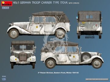 Kfz.1 German Troop Carrier Type 170VK w/Canvas - MiniArt 53003 skala 1/35