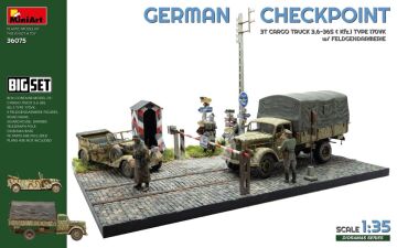 NA ZAMÓWIENIE - German Checkpoint. 3t Cargo Truck 3,6-36S & Kfz.1 Type 170VK w/ Feldgendarmerie - MiniArt 36075 skala 1:35