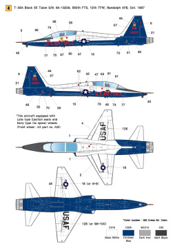 Zestaw kalkomanii T-38A Talon USAF 1960 ~ 80 Era, Wolfpack WD48003 skala 1/48