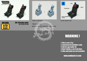 Zestaw dodatków SR-1 Ejection seat set (for 1/72 SR-71/YF-12A), Wolfpack WP72066 skala 1/72