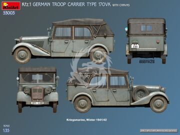  Kfz.1 German Troop Carrier Type 170VK w/Canvas - MiniArt 53003 skala 1/35