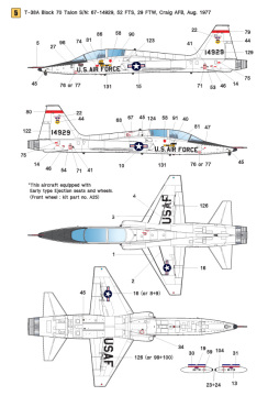 Zestaw kalkomanii T-38A Talon USAF 1960 ~ 80 Era, Wolfpack WD48003 skala 1/48