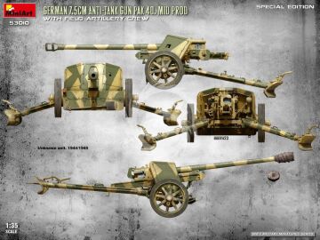  German 7.5cm Anti-Tank Gun PaK 40. Mid Prod w/ Artillery Crew. Special Edition - MiniArt 53010 skala 1/35 