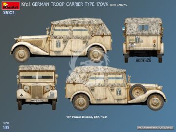  Kfz.1 German Troop Carrier Type 170VK w/Canvas - MiniArt 53003 skala 1/35
