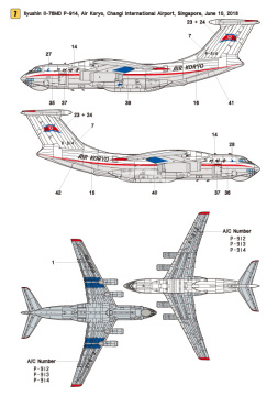 Zestaw kalkomaniiIlyushin Il-76 Part.2 - North Korean Air Koryo Il-76MD (for Zvezda 1/144), Wolfpack WD14403 skala 1/144