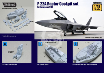 Zestaw dodatków F-22A Raptor Cockpit set (for Hasegawa 1/48), Wolfpack WP48086 skala 1/48