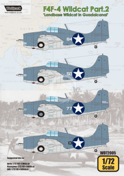 Zestaw kalkomanii F4F-4 Wildcat Part.2 Landbase Wildcat in Guadalcanal, Wolfpack WD72005 skala 1/72