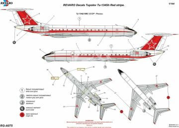Tupolev Tu-134Sh Red Russian air force Revaro RG-А075  for Zvezda 1/144