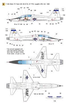 Zestaw kalkomanii T-38A Talon USAF 1960 ~ 80 Era, Wolfpack WD48003 skala 1/48