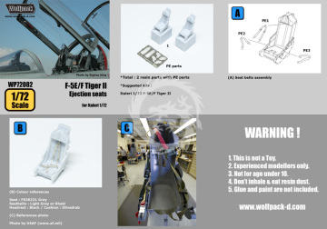 Zestaw dodatków F-5E/F Tiger II Ejection seat set (for Italeri 1/72), Wolfpack WP72082 skala 1/72