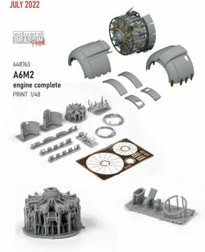 A6M2 engine complete Brassin PRINT for Eduard 648763 skala 1/48